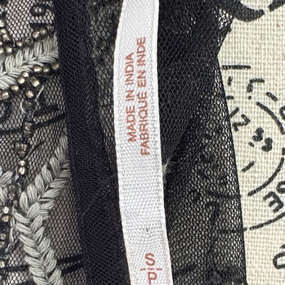 Free People Black Sheer Beaded Blouse small VGUC - Picture 6 of 10